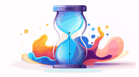 Hourglass with flowing water. Vector illustration in a flat style.のイラスト素材