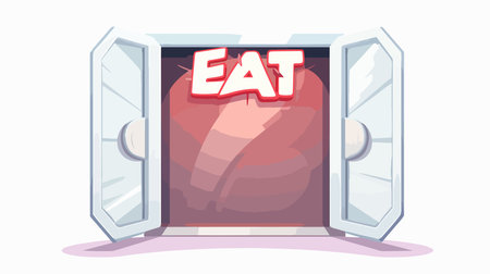Illustration of an open safe with a big piece of meat insideのイラスト素材