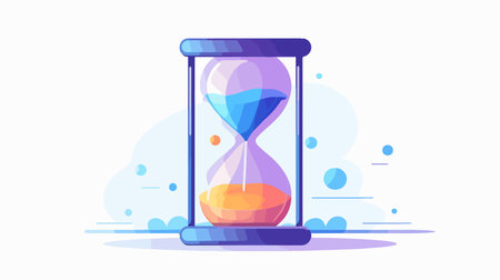 Hourglass, time management concept. Vector illustration in flat style.のイラスト素材