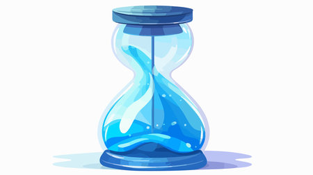 Illustration of a blue hourglass with water on a white backgroundのイラスト素材