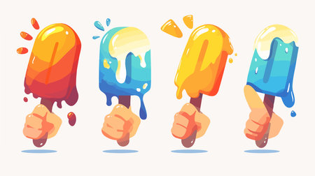 Cartoon ice cream icon. Vector illustration of ice cream on stick.のイラスト素材