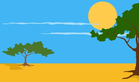 Cartoon illustration of the African Safari landscapeのイラスト素材