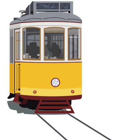 Lisbon tramway isolated in white, vectorのイラスト素材