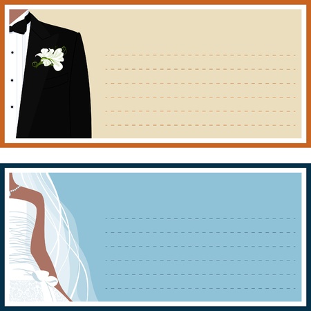 Two wedding banner with a bride and a groom. のイラスト素材
