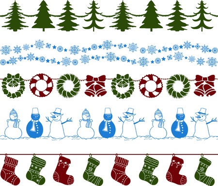 Set of Christmas borders or endless pattern.のイラスト素材