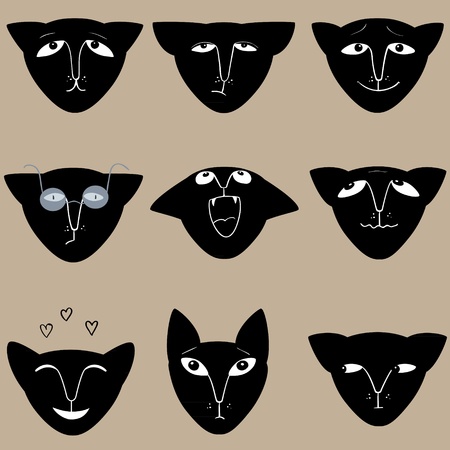 Black cats expression collection. のイラスト素材