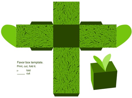 Favor box die cut. Grass pattern. Empty label. のイラスト素材