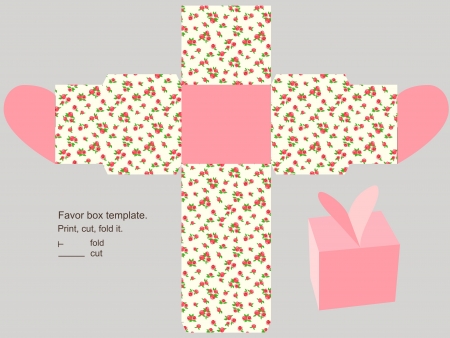 Box template. Floral pattern. Empty label. のイラスト素材