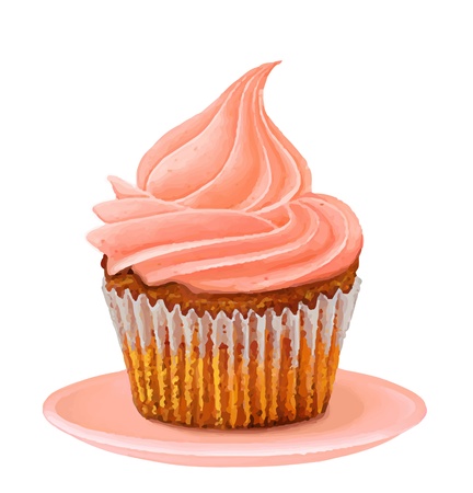Cup cake on white background, illustrationのイラスト素材