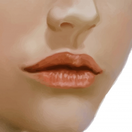 Close up of young beautiful girl: makeup mouth zone. Lips. Illustrationのイラスト素材