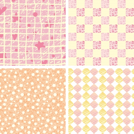 Set of Retro abstract hand-drawn patternsのイラスト素材