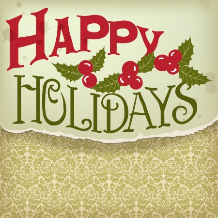 Christmas background; holiday greeting card with abstract holly berry decoration のイラスト素材