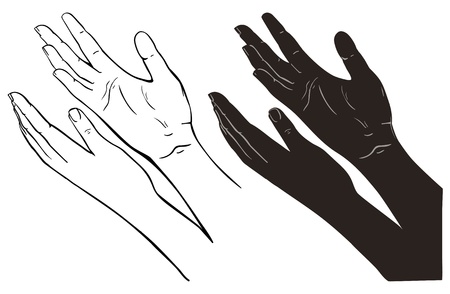 Praying Hands, outline illustration, isolated on white backgroundのイラスト素材
