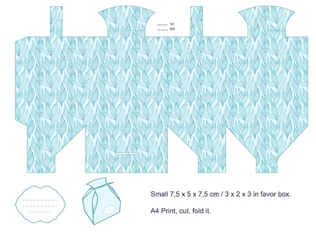 Favor box die cut  Foliage pattern  Empty label  のイラスト素材