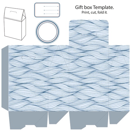 Gift box template  Waves pattern  Empty label  のイラスト素材