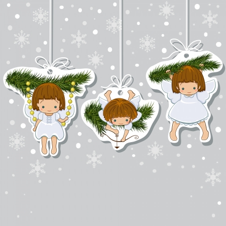 Christmas Card  Set of little angels icons のイラスト素材