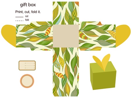Gift box Isolated  Nature pattern  Empty label  Template のイラスト素材
