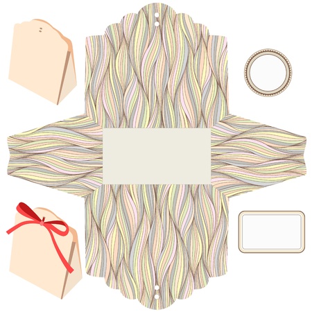 Gift box Isolated  Waves pattern  Empty label  Template のイラスト素材
