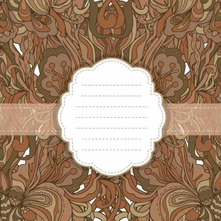 Floral card, invitation, banner template with empty label.のイラスト素材
