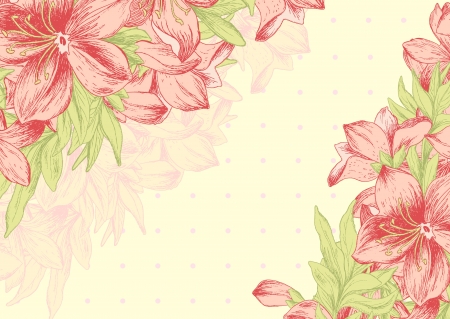 Floral card, invitation, banner template with empty space.のイラスト素材