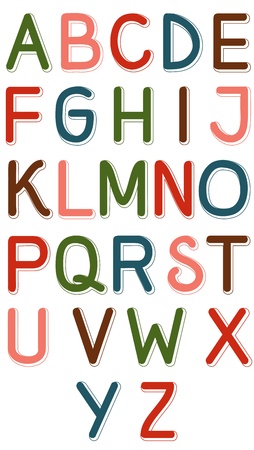 Hand-drawn colorful 3D isolated alphabet. Set of letters.のイラスト素材
