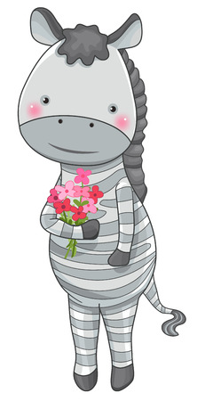 funny zebra cartoon character isolatedのイラスト素材