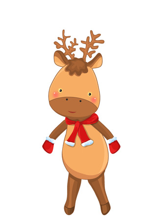 reindeer and hat scarf cartoon character isolatedのイラスト素材