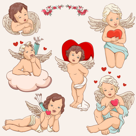 angel cupid clipart for valentine's day, wedding,  illustrationのイラスト素材