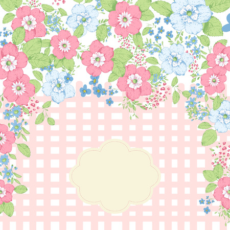 Abstract roses shabby chic background with space for text. Wedding, birthday, celebration card template.のイラスト素材