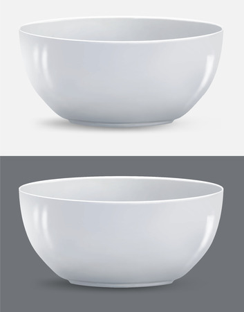 illustration of realistic white bowlのイラスト素材