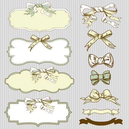Vintage Frame and Bow collection.のイラスト素材