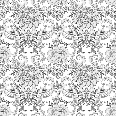 Seamless wintage floral pattern; retro backgroundのイラスト素材