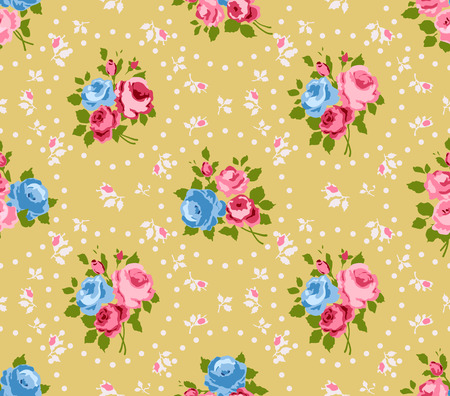 Shabby chic roses seamless pattern, classic floral backgroundのイラスト素材