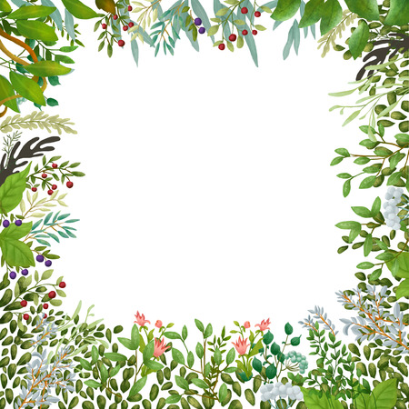 Watercolor leaves and berries wreath. Fast isolation. Hi-res file. Hand painted. Raster illustration.の写真素材