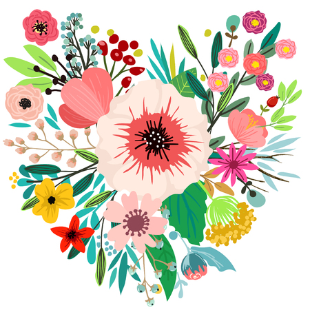 Design with hand drawn herbs and flowersのイラスト素材