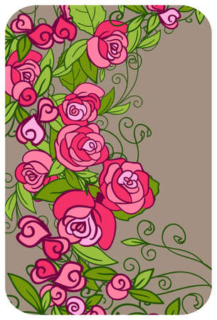 Floral card, invitation, banner template with empty space. Vector, abstract patternのイラスト素材