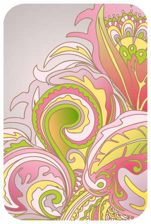 Floral card, invitation, banner template with empty space. Vector illustration, abstract patternのイラスト素材