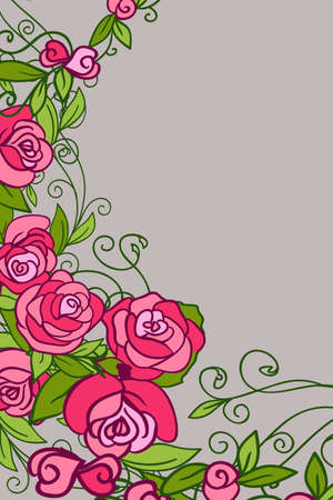 Floral card, invitation, banner template with empty space. Vector, abstract patternのイラスト素材