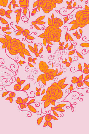 Floral card, invitation, banner template with empty space. Vector, abstract patternのイラスト素材