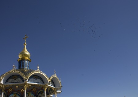 Architecture and roof of the Christian Church, Pochaiv, Ukraineの写真素材