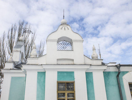 White blue building against the sky, Ukraine, Europe