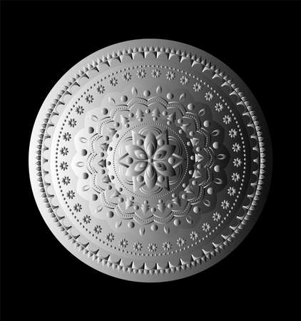 Circular pattern in form of mandala for decoration in metal silver. Ornament style. Coloring book page. Vector illustration.のイラスト素材