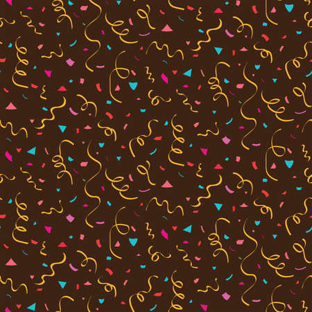 Fun Party confetti seamless pattern over dark background . Great for birthday day party, new year celebration , party invitation or decorationのイラスト素材