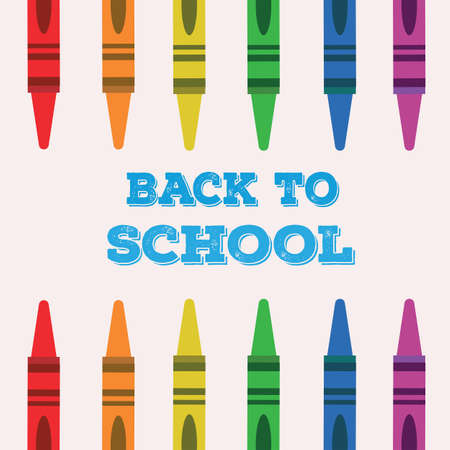 Back to school vector illustration with colorful crayons in a row. For posters, banners, sales, and school greeting cards.のイラスト素材