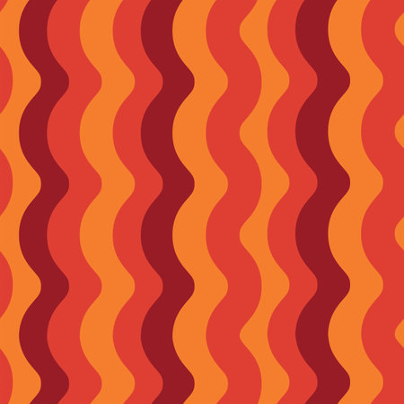 Abstract retro 70s groovy waves seamless pattern in orange red and brown. For retro posters, backgrounds, textures, textile and home dÃ©corのイラスト素材