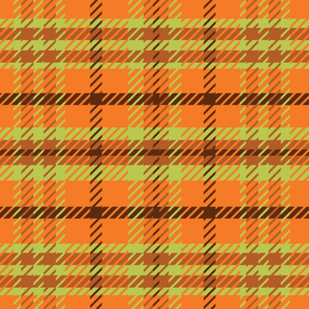 Plaid tartan checkered seamless pattern in orange, brown and yellow with twill texture. For autumn and Thanksgiving fabric, textile , flannel shirts and skirtsのイラスト素材