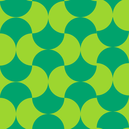 Mid century modern ogee scallop jade green and mint green shapes seamless pattern. For retro backgrounds, home dÃ©cor , textile and wallpaperのイラスト素材