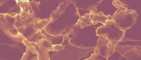 Ink Golden Marble. Brown Volcanic Paint. Red Art Volcano Abstraction. Orange Rock Artistic Fire. Ink...