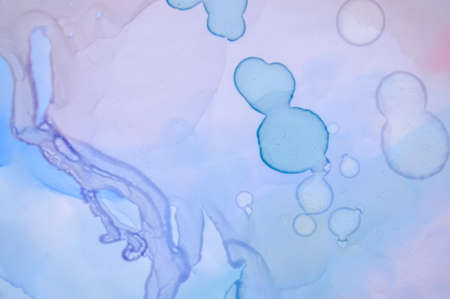 Pastel Ethereal Art Texture. Alcohol Ink Wash Background. Blue Creative Drop Canvas. Sophisticated Color Design. Ethereal Art Pattern. Alcohol Inks Flow Marble. Red Ethereal Water Pattern.の写真素材