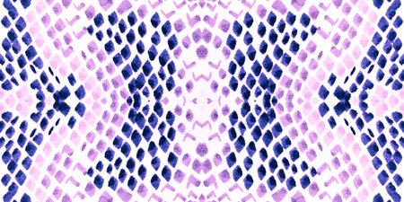 Seamless Snake Skin. Purple and Pink Rapport. Trendy Safari Illustration. Cobra or Phyton Wild Surface. Ink Textured Fabric. Watercolor Snake Skin.の写真素材